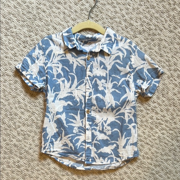 Zara Boys Tropical Print Linen Button Down Shirt - Picture 1 of 4
